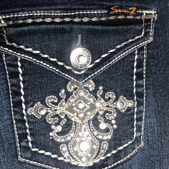 Womens Embroidered Seven Jeans. 34/28. Slim. - Picture 2 of 9